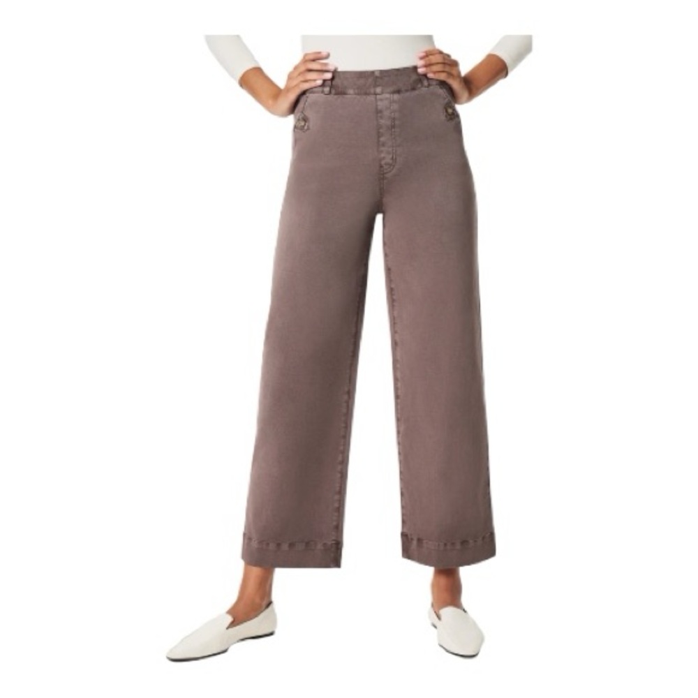 SPANX Taupe Cropped Wide-Leg Pants